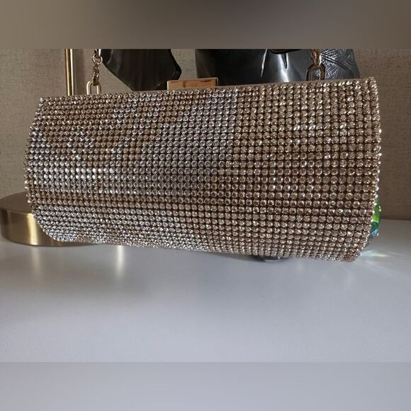 Genuine Swarovski Bag Authentic Swarovski Gold Clutch. - Picture 16 of 17